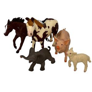 Safari Ltd. & CE Branded Farm Animals & Elephant Lot of 5 Toys